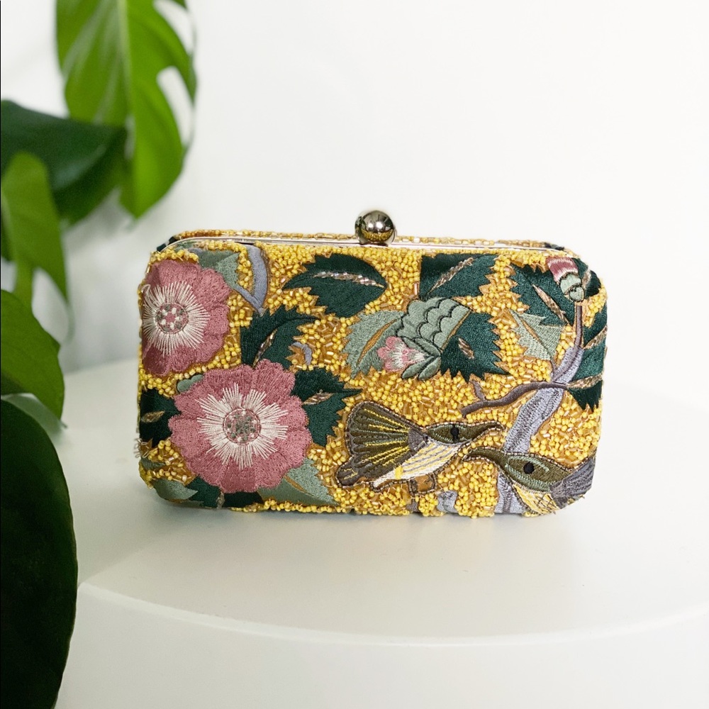 Zara beaded embroidered clutch purse